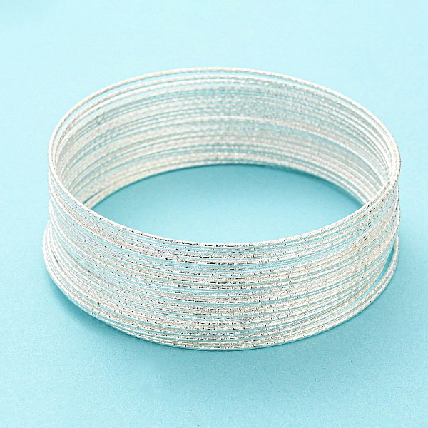 

PandaHall Iron Wire, Textured Round, for Bangle Making, Silver, 1.4mm, Inner Diameter: 77.5mm Iron Textured Round