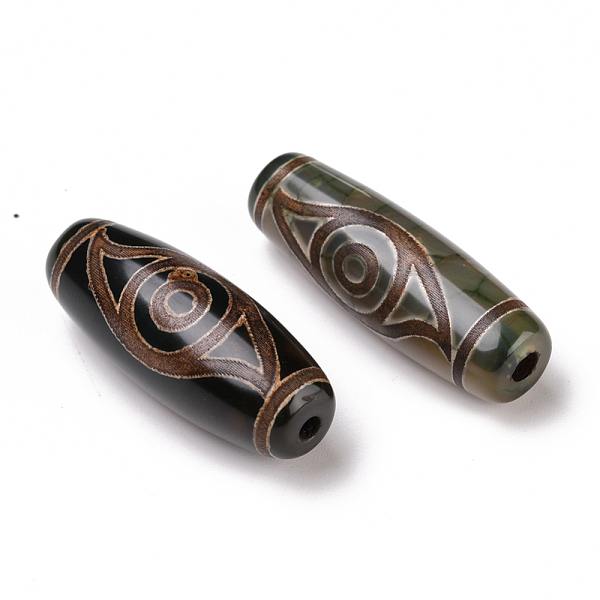 

PandaHall Tibetan Style dZi Beads, Natural Agate Beads, Dyed & Heated, Oval, 2-Eye, 28.5~32x10~12.5mm, Hole: 1.5~3mm Tibetan Agate Oval