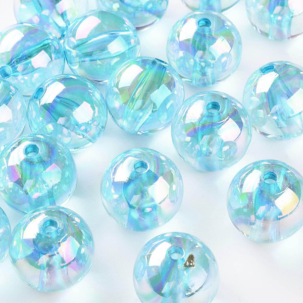

PandaHall Transparent Acrylic Beads, AB Color Plated, Round, Pale Turquoise, 20x19mm, Hole: 3mm, about 111pcs/500g Acrylic Round