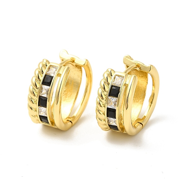 

PandaHall Black Cubic Zirconia Thick Hoop Earrings, Rack Plating Brass Jewelry for Women, Cadmium Free & Nickel Free & Lead Free, Real 18K...