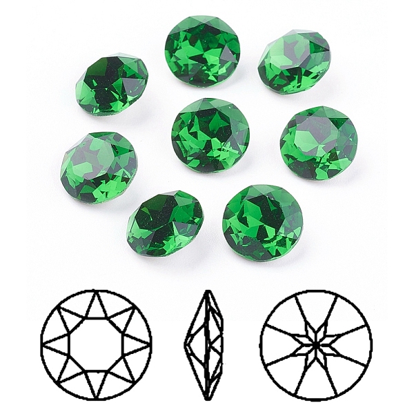

PandaHall Pointed Back & Back Plated K9 Glass Rhinestone Cabochons, Grade A, Faceted, Flat Round, Fern Green, 10x5mm Glass Rhinestone Flat...