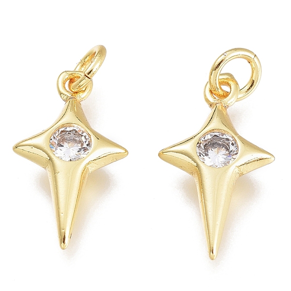 

PandaHall Brass Micro Pave Cubic Zirconia Charms, with Jump Ring, Stars, Golden, Clear, 13.5x7.5x2.5mm, Hole: 1.5mm, Jump rings: 3.5x0.8mm...