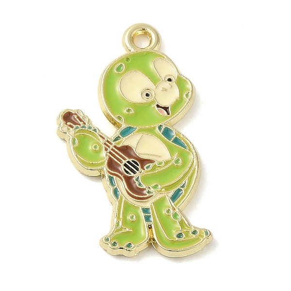 

PandaHall Alloy Enamel Pendants, Golden, Tortoise with Guitar Charm, Green Yellow, 28x15.5x2mm, Hole: 1.6mm Alloy+Enamel Tortoise