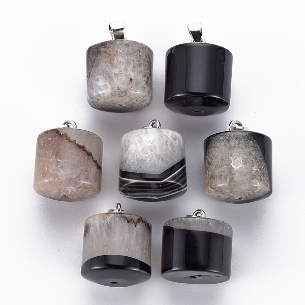 

PandaHall Natural Agate Pendants, with Platinum Iron Pinch Bail, with Half Drilled Hole, Column, 20~25x20mm, Hole: 7.5x4mm and 1.8mm Natural...
