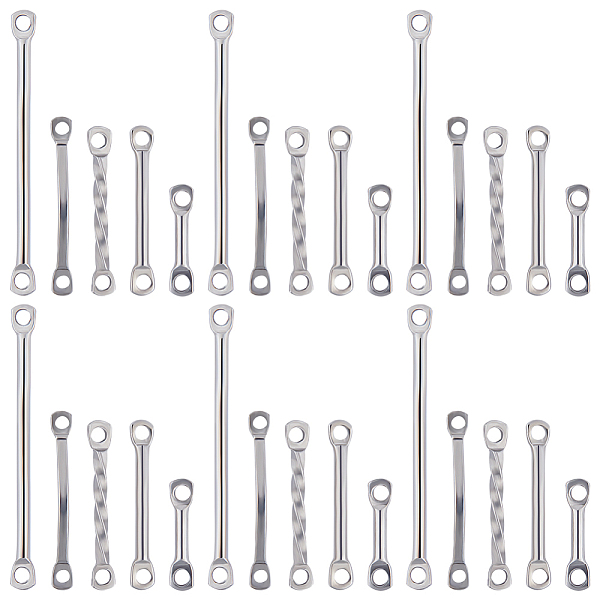 

PandaHall Beebeecraft 100Pcs 5 Styles 304 Stainless Steel Connector Charms, Arch & Twist & Bar, Mixed Shapes, Stainless Steel Color...
