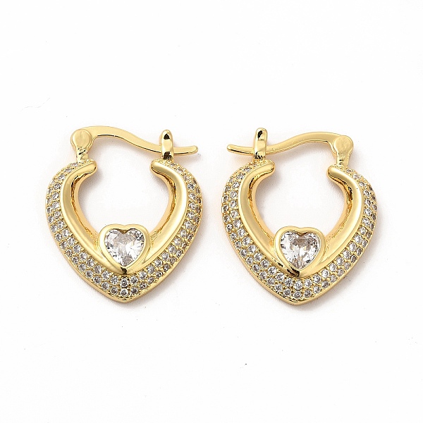 

PandaHall Clear Cubic Zirconia Heart Hoop Earrings with Glass, Brass Jewelry for Women, Golden, 22.5x19.5x4mm, Pin: 1x0.6mm Cubic Zirconia...