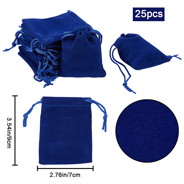 Beebeecraft 25Pcs Rectangle Velvet Drawstring Pouches