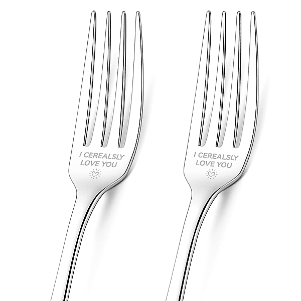 

PandaHall Globleland 1 Set 2Pcs 304 Stainless Steel Fork, Word, with 1Pc Coated Paper Cutlery Storage Box, Heart Pattern, 200x24mm Stainless...
