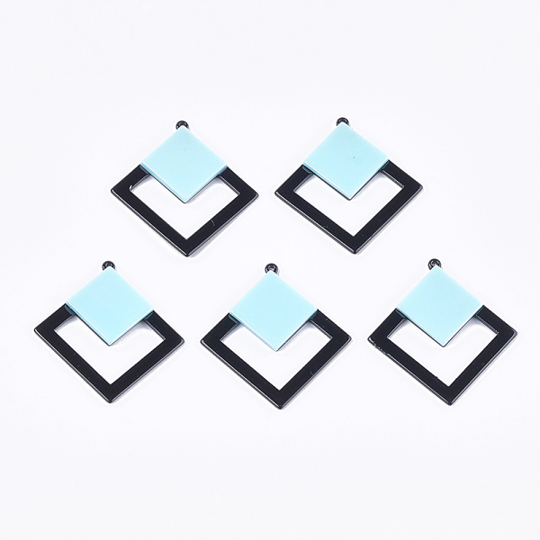 

PandaHall Cellulose Acetate(Resin) Big Pendants, Rhombus, Pale Turquoise, 51x48x4mm, Hole: 1.6mm Cellulose Acetate Rhombus Cyan