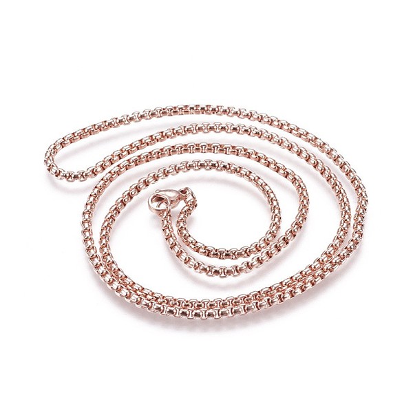

PandaHall 304 Stainless Steel Box Chain Necklaces, Rose Gold, 23.62 inch(60cm), 2.5mm 304 Stainless Steel