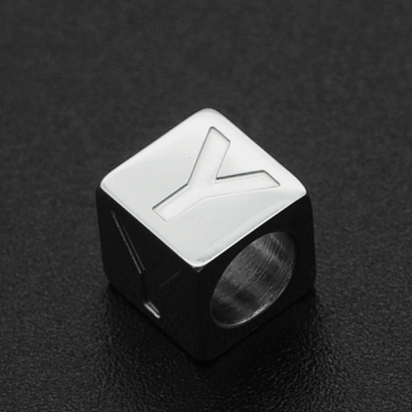 

PandaHall 201 Stainless Steel European Beads, Large Hole Beads, Horizontal Hole, Cube, Stainless Steel Color, Letter.Y, 7x7x7mm, Hole: 5mm...