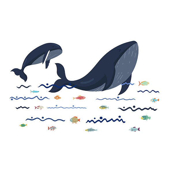 

PandaHall PVC Wall Stickers, Wall Decoration, Whale, 960x390mm, 2 sheets/set PVC Whale