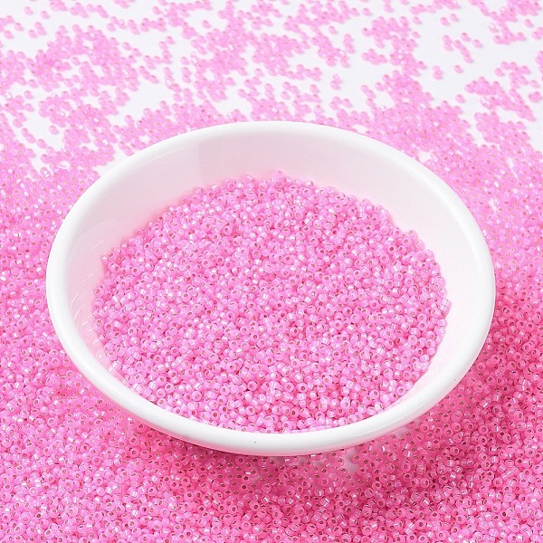 

PandaHall MIYUKI Round Rocailles Beads, Japanese Seed Beads, (RR575) Dyed Carnation Silverlined Alabaster, 11/0, 2x1.3mm, Hole: 0.8mm, about..., Pink