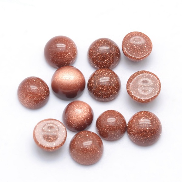 

PandaHall Synthetic Goldstone Cabochons, Half Round, 4x2~4mm Goldstone Half Round