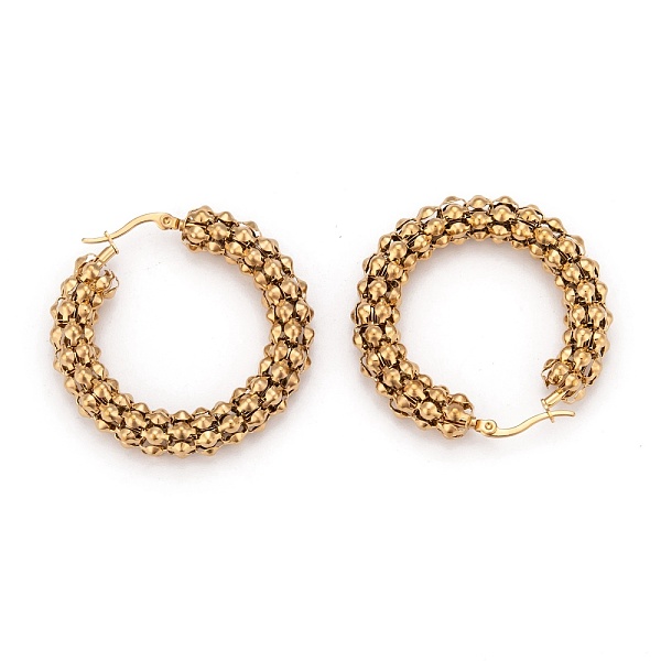 

PandaHall 304 Stainless Steel Mesh Hoop Earrings, Hypoallergenic Earrings, Hollow Ring, Golden, 44x8mm, Pin: 0.8x1mm 304 Stainless Steel...