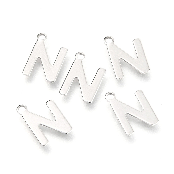 

PandaHall 201 Stainless Steel Charms, Alphabet, Letter.N, 12x8.2x0.6mm, Hole: 1.4mm 201 Stainless Steel Letter N