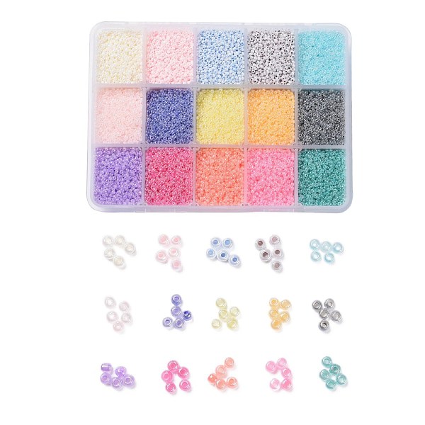 

PandaHall 375G Grade A Round Glass Seed Beads, Ceylon, Mixed Color, 12/0, 2.3x1.5mm, Hole: 1mm Glass Multicolor