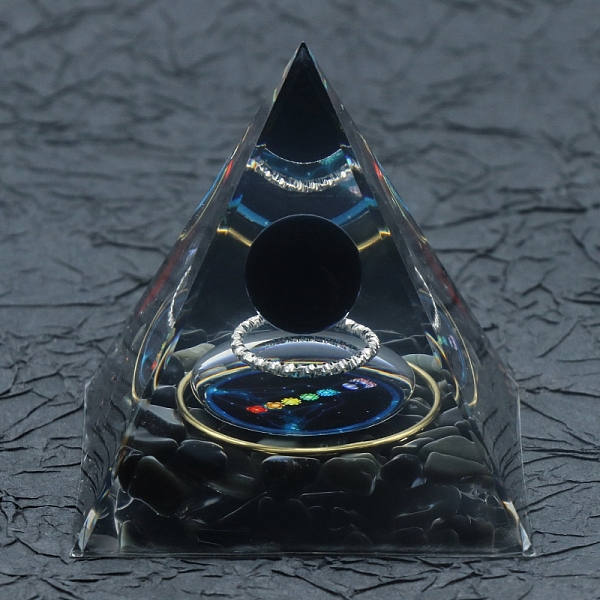 

PandaHall Resin Orgonite Pyramid, Obsidian Energy Generator, for Stress Reduce Healing Meditation Attract Wealth Lucky Room Decor...