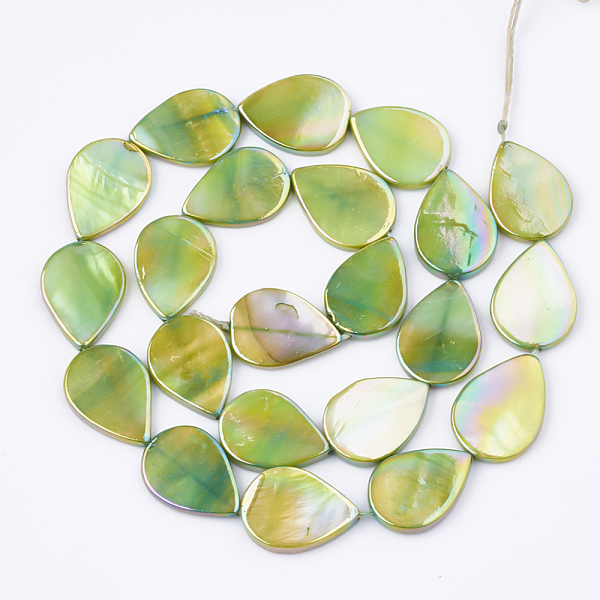 

PandaHall AB Color Freshwater Shell Beads Strands, Dyed, teardrop, Yellow Green, 17.5x13x2.5mm, Hole: 1mm, about 22pcs/strand, 15.3 inch...