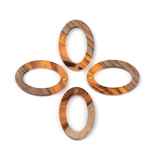 

PandaHall Resin & Walnut Wood Pendants, Oval, Orange, 29x19.5x3mm, Hole: 1.8mm Resin+Wood Oval Orange