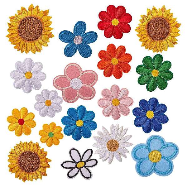 

PandaHall 18Pcs 18 Style Computerized Embroidery Cloth Iron on/Sew on Patches, Costume Accessories, Flower, Mixed Color, 1pc/style Cloth..., Multicolor