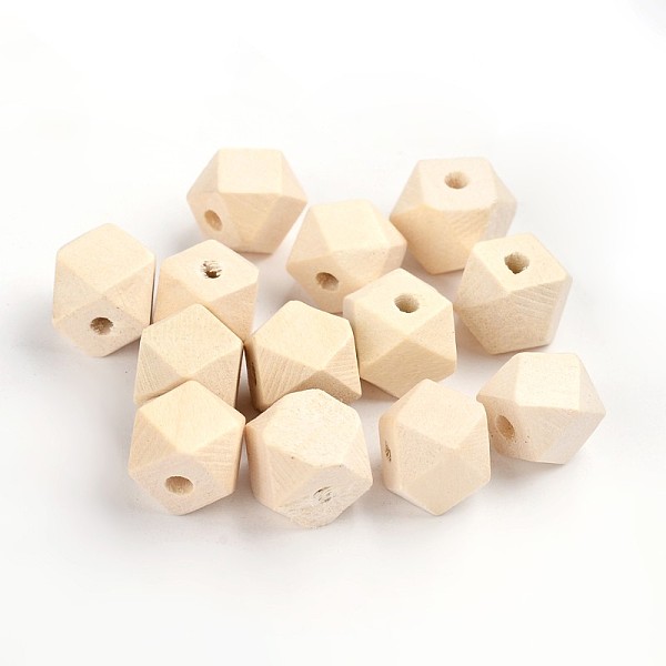 

PandaHall Unfinished Wood Beads, Natural Wooden Beads, Faceted Polygon, Lead Free, Moccasin, 12x12x12mm, Hole: 2~3mm Schima Wood Polygon..., Orange