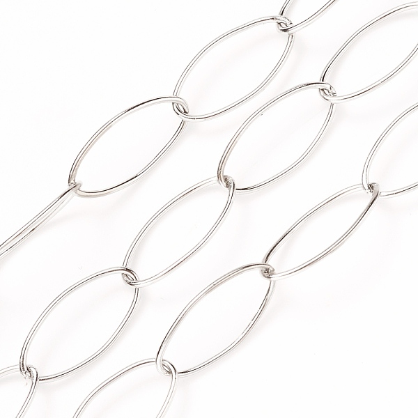 

PandaHall 304 Stainless Steel Paperclip Chains, Drawn Elongated Cable Chains, Soldered, with Spool, Stainless Steel Color, 20x10x1mm, about...