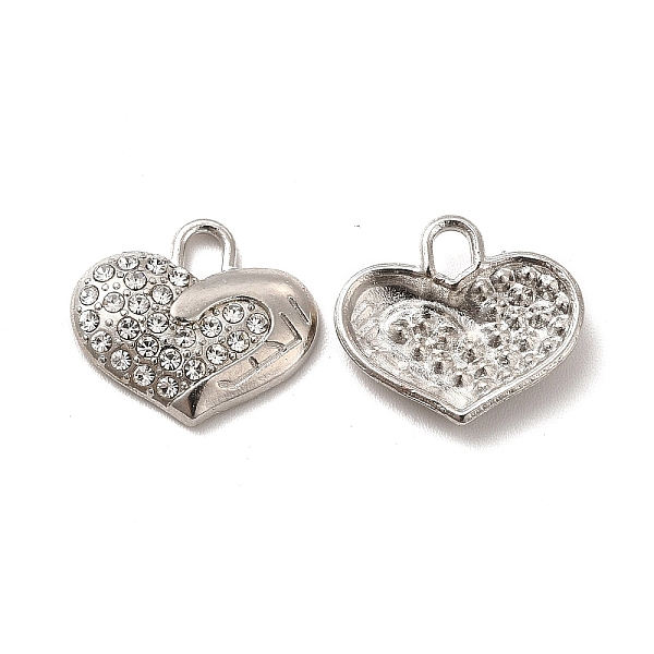 

PandaHall Alloy Crystal Rhinestone Pendants, Heart Charm, Platinum, 16x14x3mm, Hole: 2.2mm Alloy+Rhinestone Heart Clear