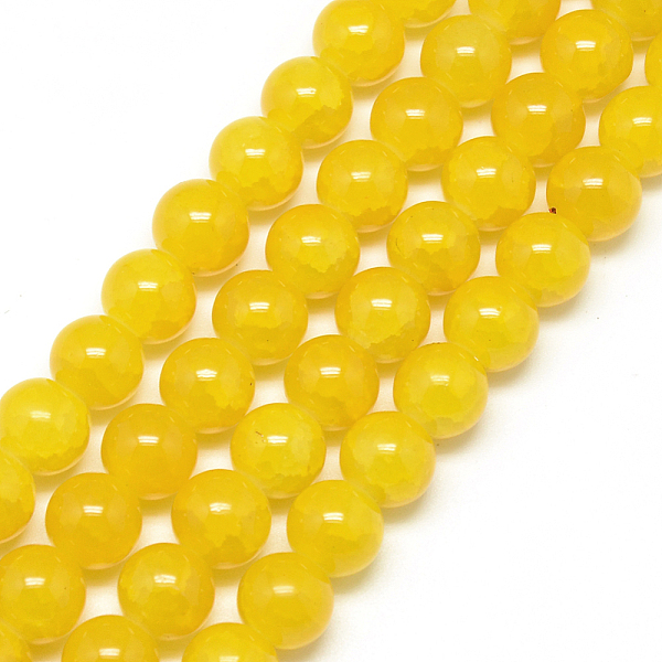 

PandaHall Baking Painted Crackle Glass Bead Strands, Round, Gold, 8mm, Hole: 1.3~1.6mm, about 100pcs/strand, 31.4 inch Glass Round Gold