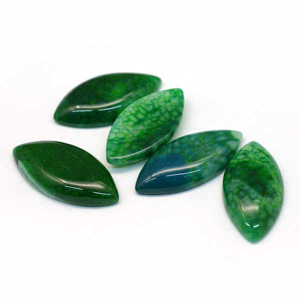 

PandaHall Horse Eye Dyed Natural Crackle Agate Cabochons, Green, 37~40x20~21x5~8mm Crackle Agate Horse Eye Green