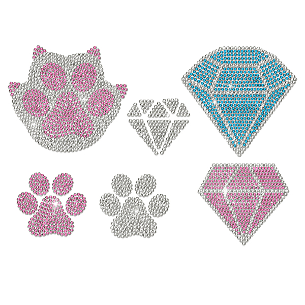 

PandaHall Glass Hotfix Rhinestone, Iron on Appliques, Costume Accessories, for Clothes, Bags, Pants, Paw Print & Diamond, 297x210mm Glass...