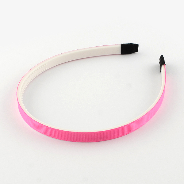 

PandaHall Plain Headwear Hair Accessories Plastic Hair Band Findings, with Teeth, with Grosgrain Ribbon, Hot Pink, 110~114x9~9.5mm Plastic...