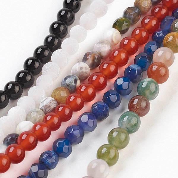 

PandaHall Natural Agate Beads Strands, Round, Mixed Color, 4~5mm, Hole: 0.5~1mm, about 86~97pcs/strand, 14.1~15.3 inch(36~39cm) long Natural..., Multicolor