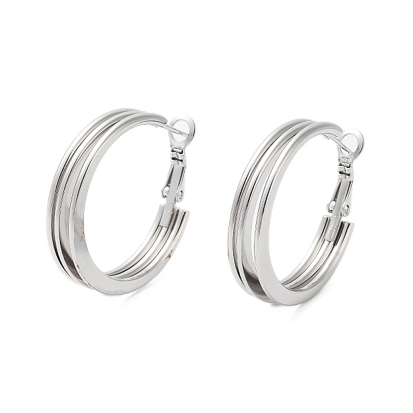 

PandaHall 202 Stainless Steel Hoop Earrings, with 304 Stainless Steel Pins, Stainless Steel Color, 30x6mm 202 Stainless Steel