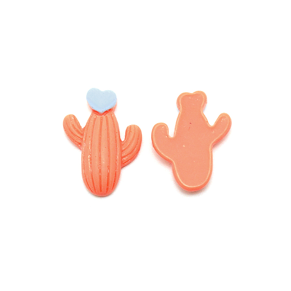 PandaHall Opaque Resin Cabochons, Frosted, Cactus with Heart, Coral, 25x18x6.5mm Resin Cactus Red