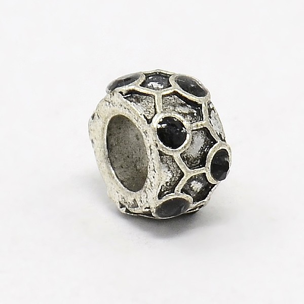 

PandaHall Zinc Alloy Pave Grade A Rhinestone European Beads, Rondelle, Jet, 10x5.5mm, Hole: 5mm Alloy+Rhinestone Rondelle Black