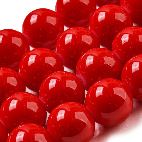 

PandaHall Painted Glass Bead Strands, Baking Paint, Round, Red, 14mm, Hole: 1.3~1.6mm, about 57pcs/strand, 31.4 inch Glass Round Red