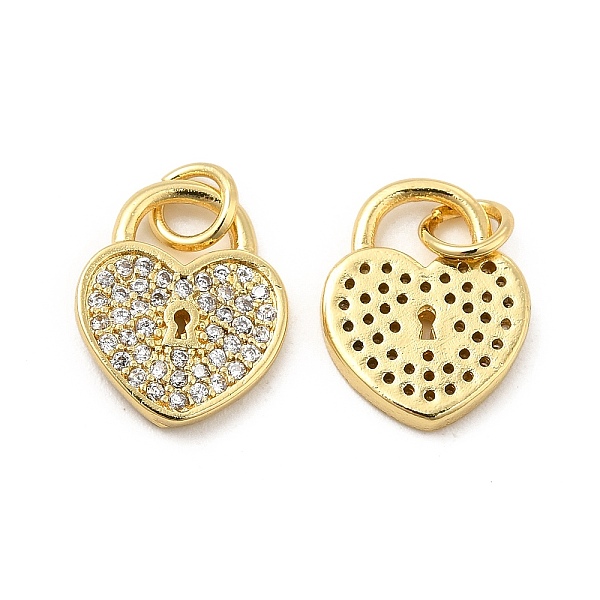 

PandaHall Brass Micro Pave Clear Cubic Zirconia Charms, with Jump Ring, Heart Lock Charm, Real 18K Gold Plated, 13.5x11x2mm, Hole: 3.5mm...