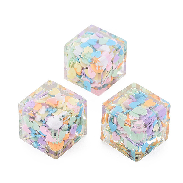 

PandaHall Translucent Acrylic Cabochons, with Polymer Clay, Cube, Colorful, 22x22x20mm Acrylic Cube