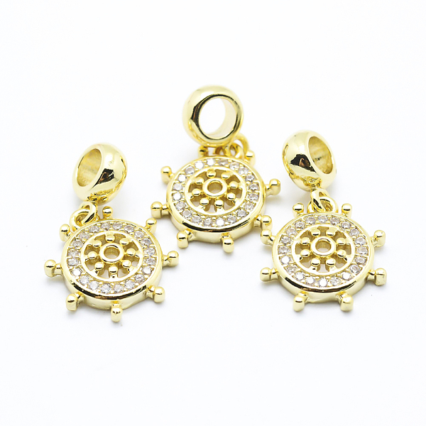 

PandaHall Brass Micro Pave Cubic Zirconia European Dangle Pendants, Large Hole Pendants, Helm, Golden, 24mm, Hole: 4mm, Pendant: 15.5x14x3mm..., Clear