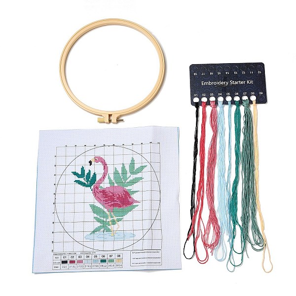 

PandaHall Flamingo Shape DIY Cross Stitch Beginner Kits, Stamped Cross Stitch Kit, Including Printed Fabric, Embroidery Thread & Needles...