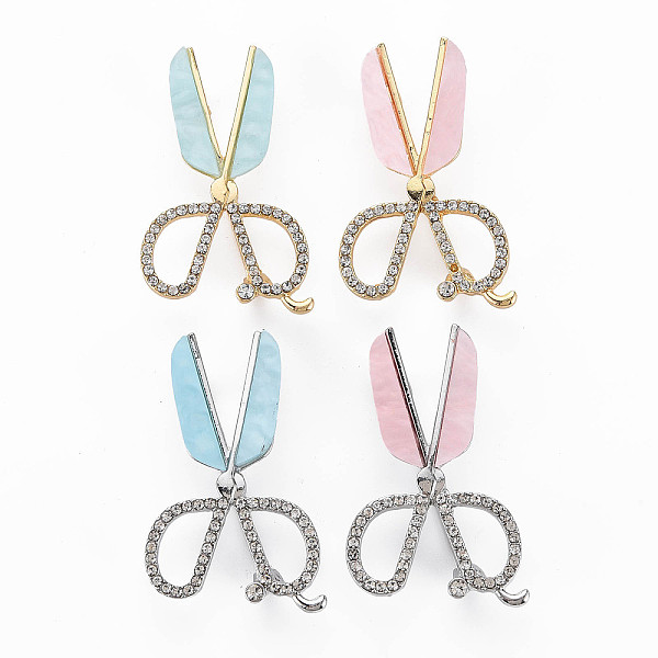 

PandaHall Scissor Shape Cellulose Acetate(Resin) Brooch, Crystal Rhinestone Tool Lapel Pin for Backpack Clothes, Nickel Free & Lead Free..., Multicolor