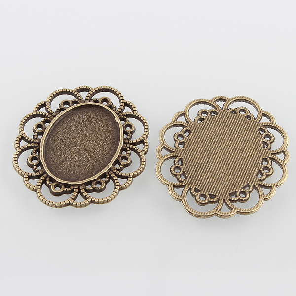 

PandaHall Filigree Wrap Oval Alloy Cabochon Settings, Cadmium Free & Nickel Free & Lead Free, Antique Bronze, Tray: 25x18mm, 41x35x2mm...
