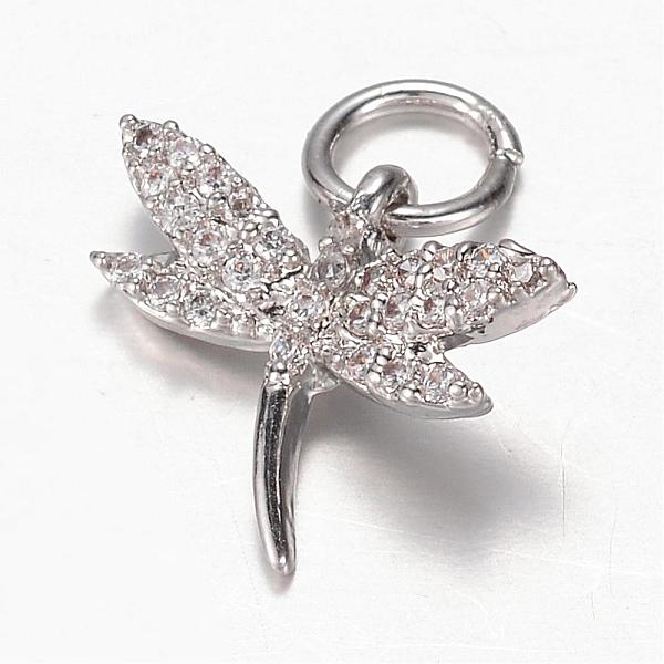 

PandaHall Brass Micro Pave Cubic Zirconia Charms, Dragonfly, Platinum, 13.5x15x3mm, Hole: 4mm Brass+Cubic Zirconia Dragonfly Clear