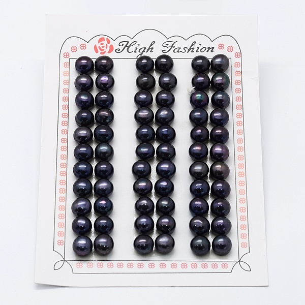 

PandaHall Natural Cultured Freshwater Pearl Beads, Grade 3A, Half Drilled, Rondelle, Dyed, Midnight Blue, 8.5x6mm, Hole: 0.8mm, about...
