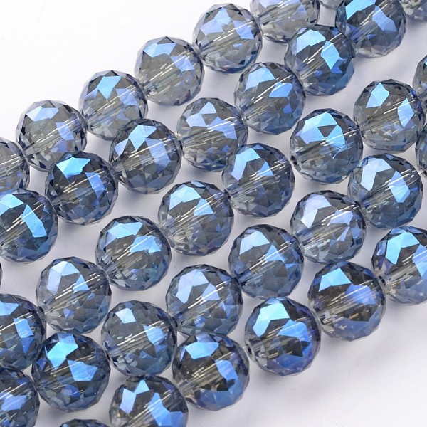 

PandaHall Electroplate Glass Bead Strands, Full Rainbow Plated, Faceted, Round, Royal Blue, 15.5mm, Hole: 2mm, about 15pcs/strand, 8.6 inch...