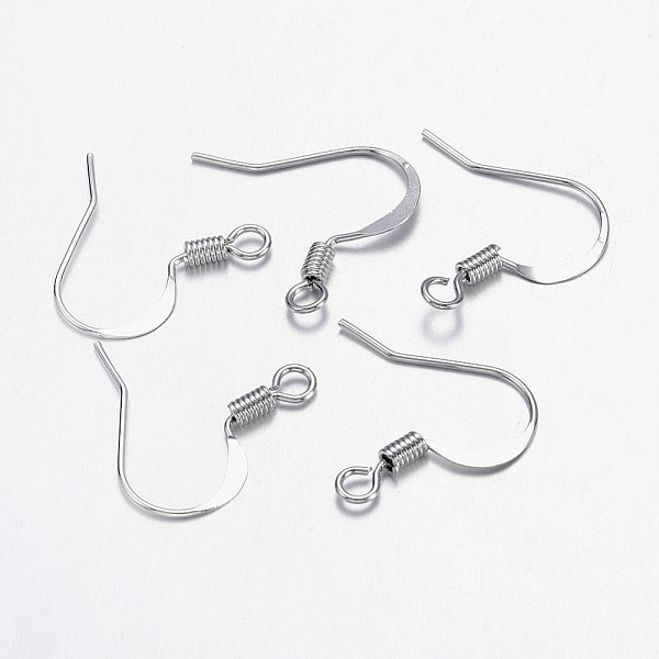 

PandaHall Brass French Earring Hooks, with Horizontal Loop, Flat Earring Hooks, Nickel Free, Platinum, 17mm, Hole: 2mm Brass