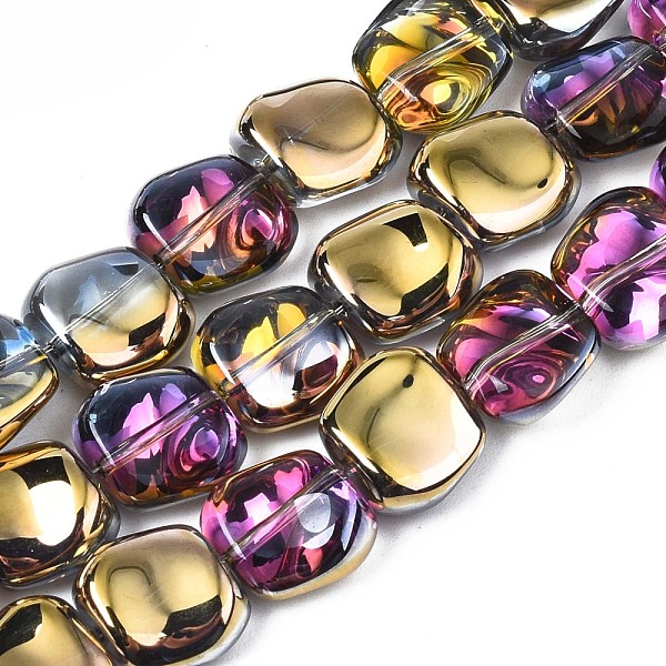 

PandaHall Electroplate Glass Beads Strand, Half Plated, Polygon, Golden Plated, 10.5x11~12x5~6mm, Hole: 1mm, about 60~61pcs/strand, 24.41...