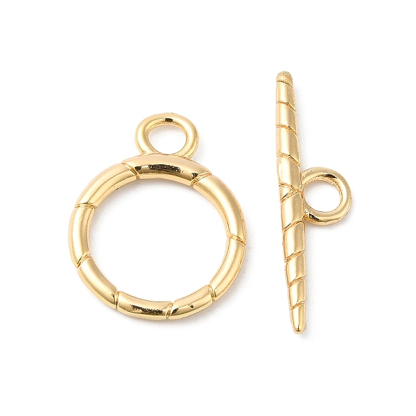 

PandaHall Brass Toggle Clasps, Ring, Real 18K Gold Plated, Ring: 19x15x2mm, Hole: 3mm, Bar: 24x6x2mm, Hole: 3mm Brass Ring