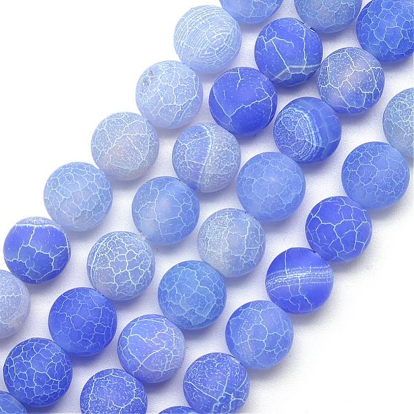 

PandaHall Natural Weathered Agate Bead Strands, Frosted, Dyed, Round, Royal Blue, 7.5~8mm, Hole: 1.2~1.4mm, about 49pcs/strand, 15.5 inch...